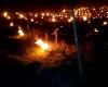 Hundreds of burning candles helped the winegrowers save the grape harvest