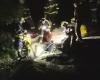 Firefighters extinguished a bonfire on a rock at night in Czech Switzerland. No one was with him